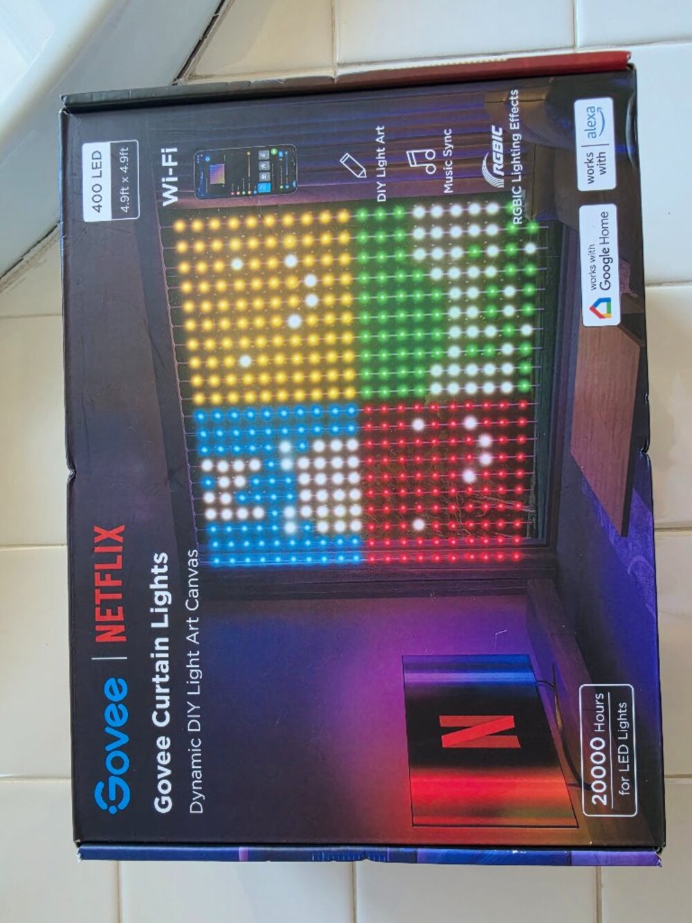 Govee Netflix Curtain Lights 400 LED 4.9ft x 4.9ft Wi-Fi.